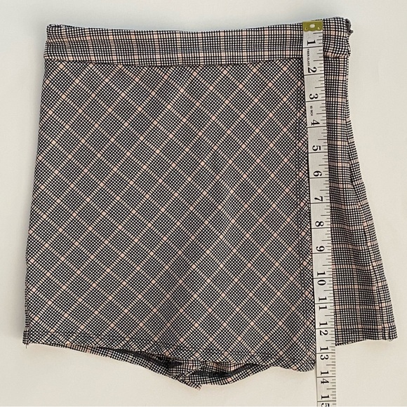Garage High Waist Houndstooth Plaid Pink White Black Wrap Skort Women's Size XS - Picture 7 of 12